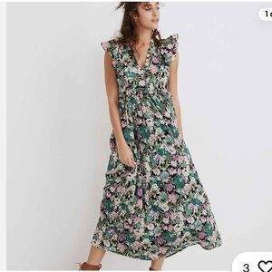 Banjanan Fiesta Floral Midi Dress - Green and Purple